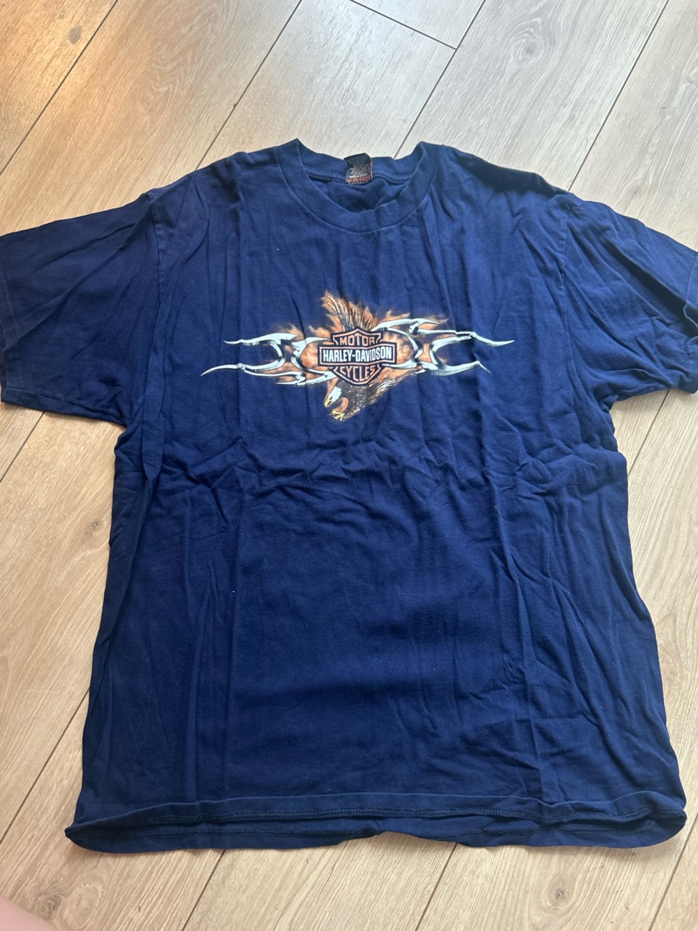 Harley-Davidson Navy Short Sleeve T-Shirt with Orange Graphic